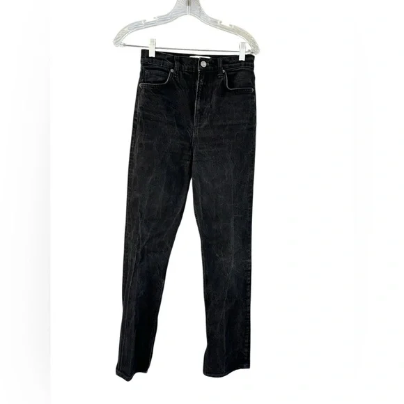 Reformation Liza Slit Hem Ultra High Rise Straight Long Jeans - Size 25 - Black - Picture 3 of 14